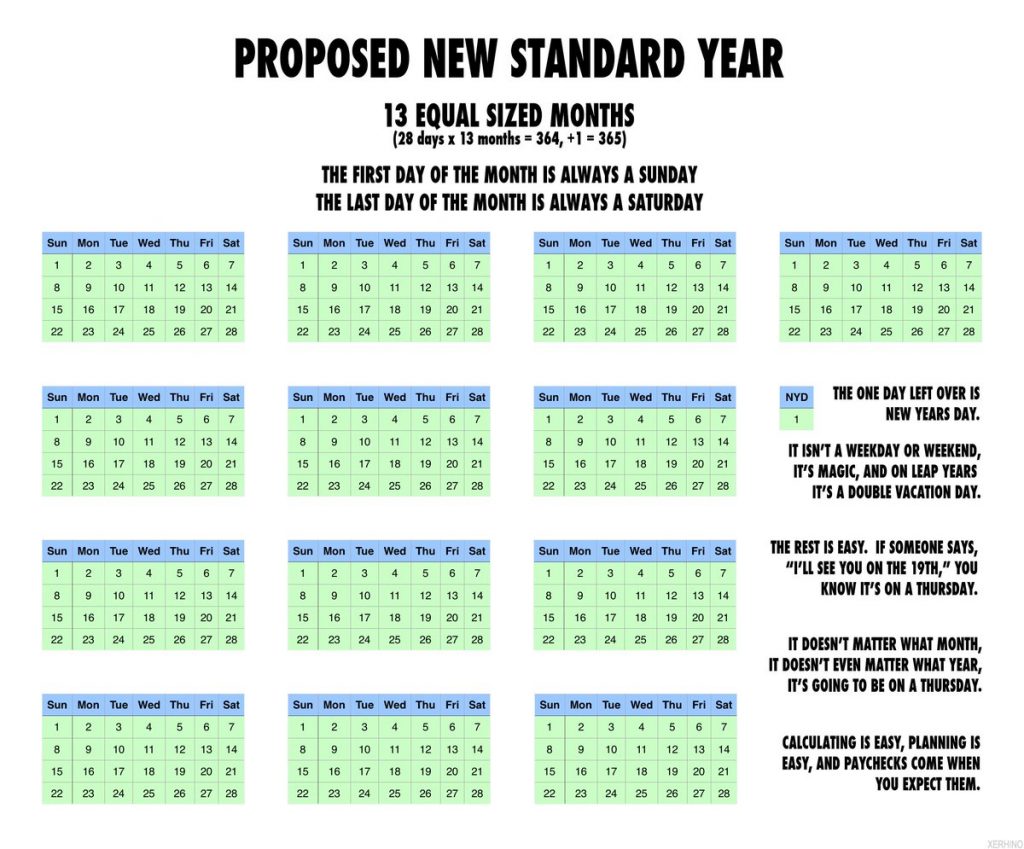 proposed 13 month calendar